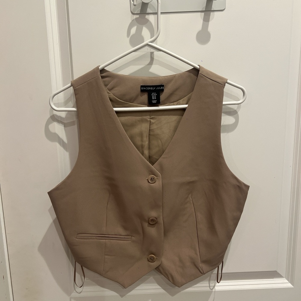 Sincerely Jules Beige Button-Up Vest
